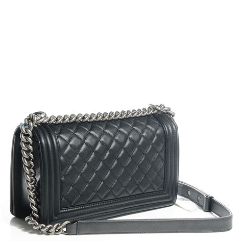 chanel metallic calfskin quilted new medium boy flap black